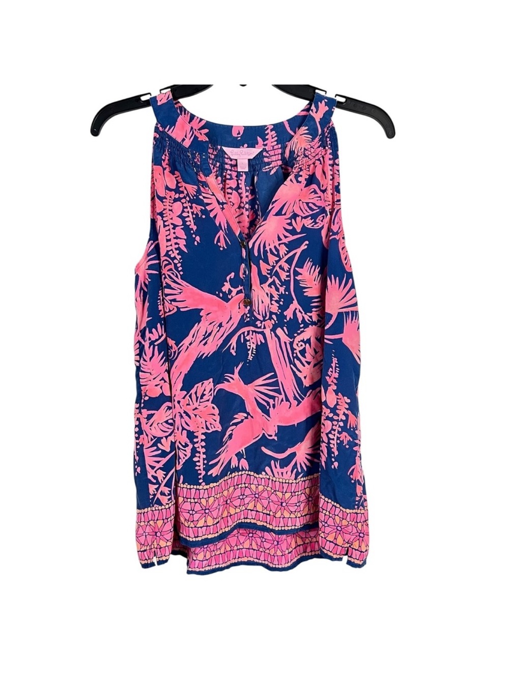 Lilly Pulitzer Navy and Hot Pink Tropical Print Sleeveless Camisole